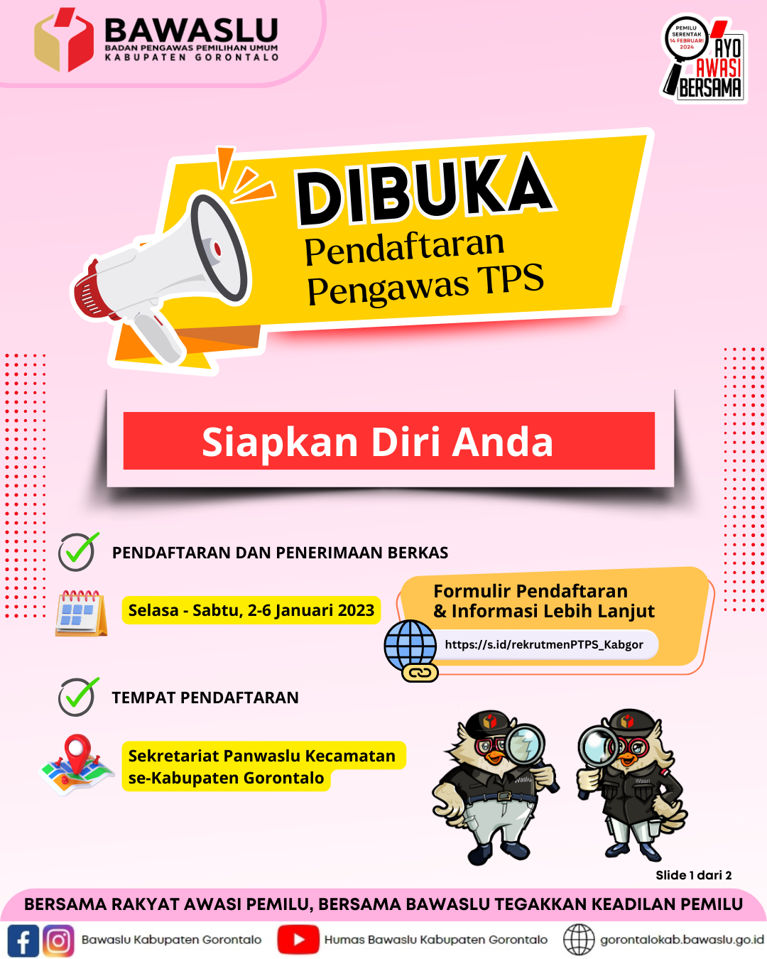 REKRUTMEN PENGAWAS TEMPAT PEMUNGUTAN SUARA (PTPS)