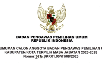 PENGUMUMAN CALON ANGGOTA BADAN PENGAWAS PEMILIHAN UMUM KABUPATEN/KOTA TERPILIH MASA JABATAN 2023-2028 Nomor 2570.1/KP.01.00/K1/08/2023